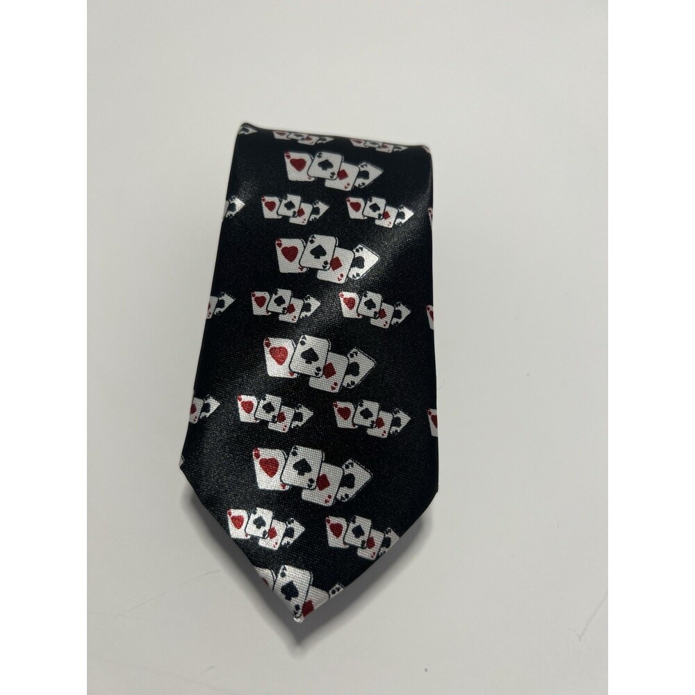 A Xiong Tie Playing Cards Necktie Black Background Poker